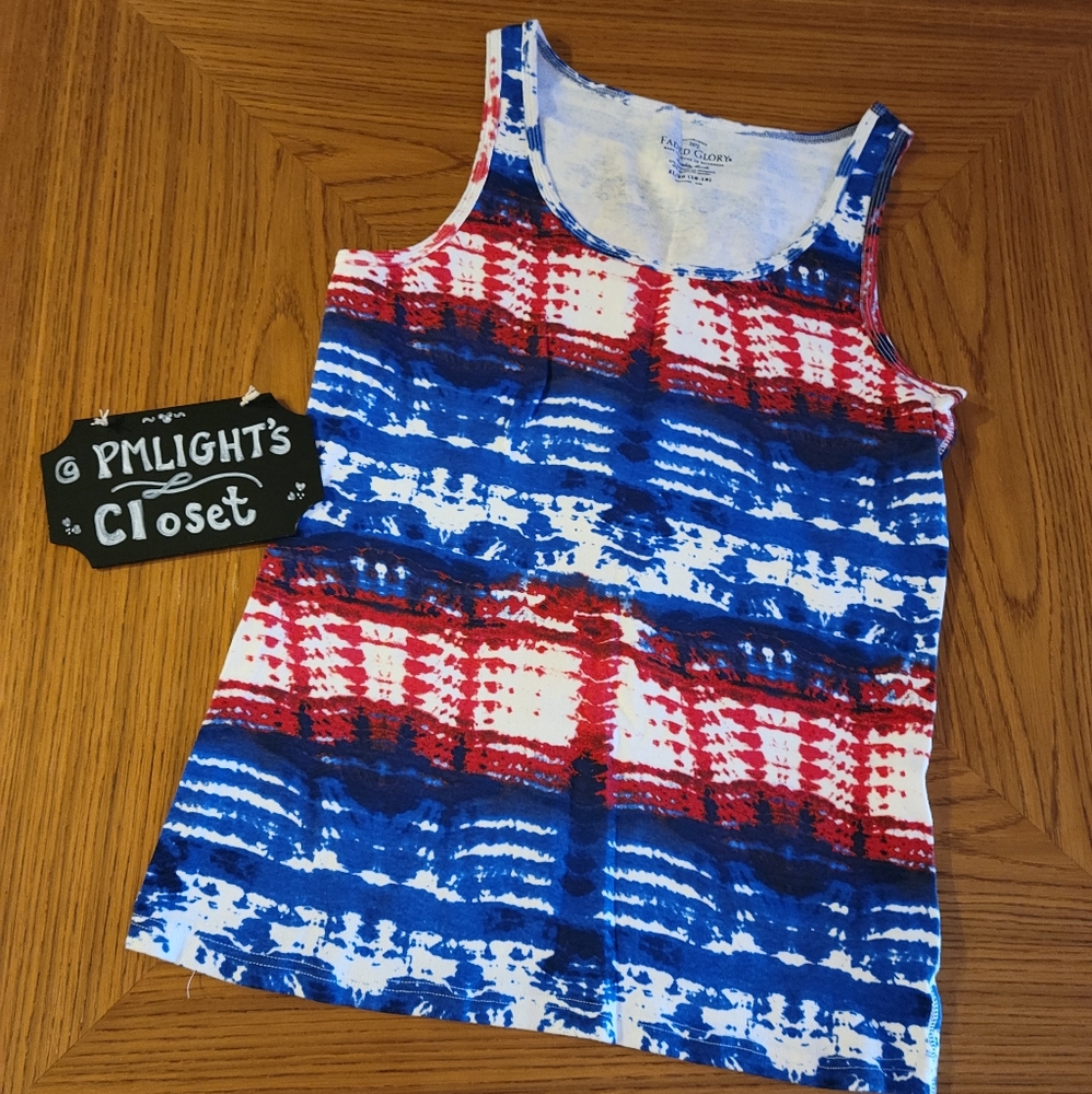 Faded Glory XL Tank Top Red White & Blue Patriotic